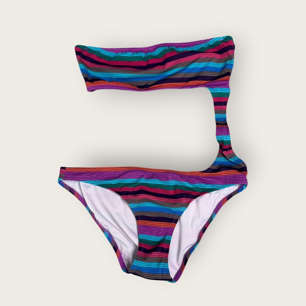 Womens Victoria's Secret Monokini Asymmetrical Striped Cutout Swimsuit Medium
